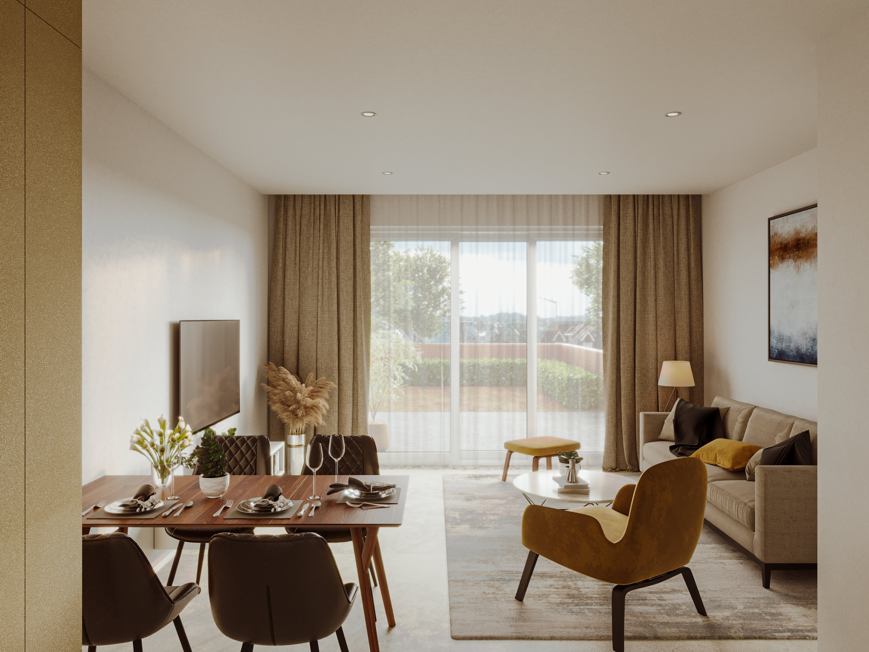 CGI open plan living and dining