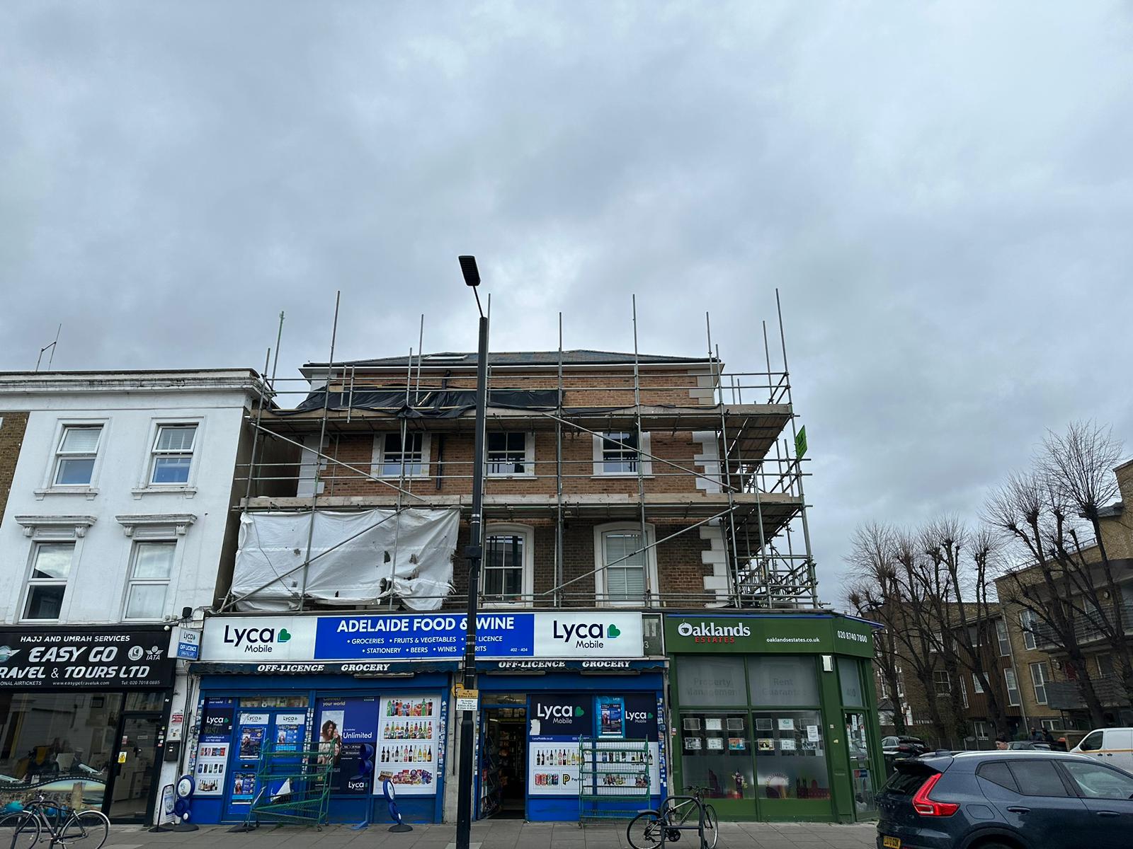 External front elevation scaffold down completed