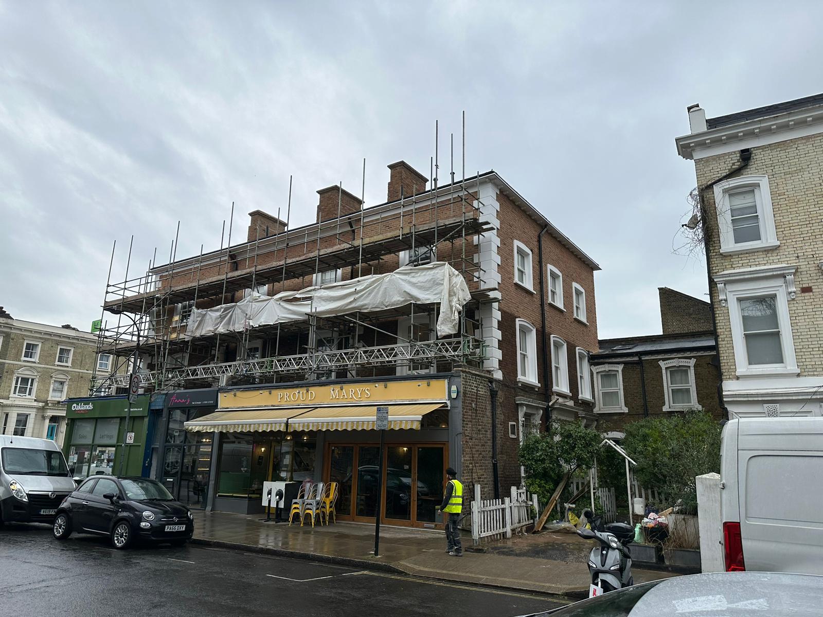 External new brickwork quoins scaffold still up