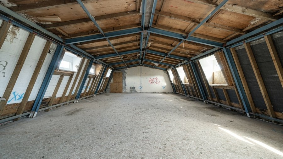 Interior second floor exposed steelwork