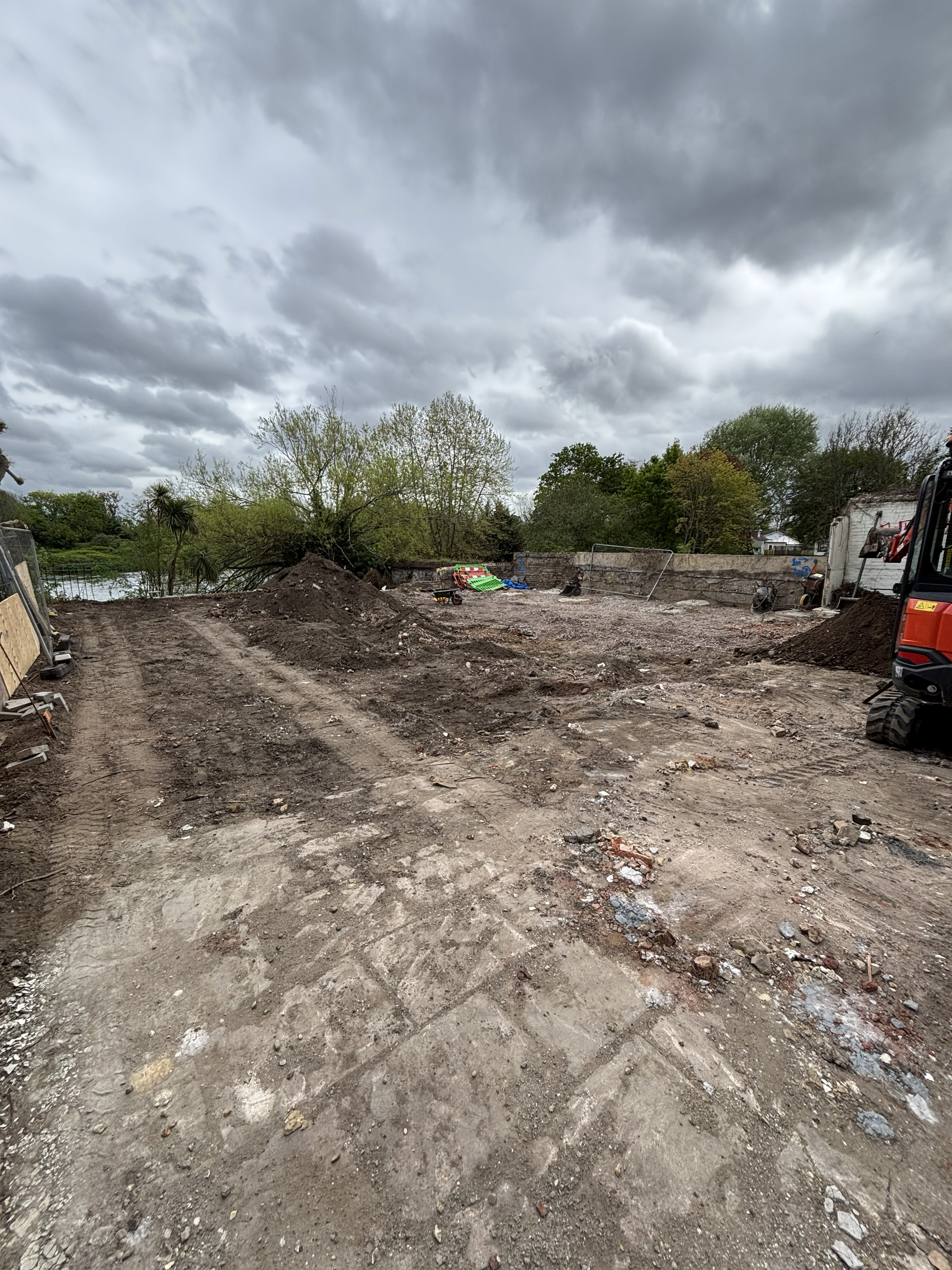 Site cleared rear garden riverside view